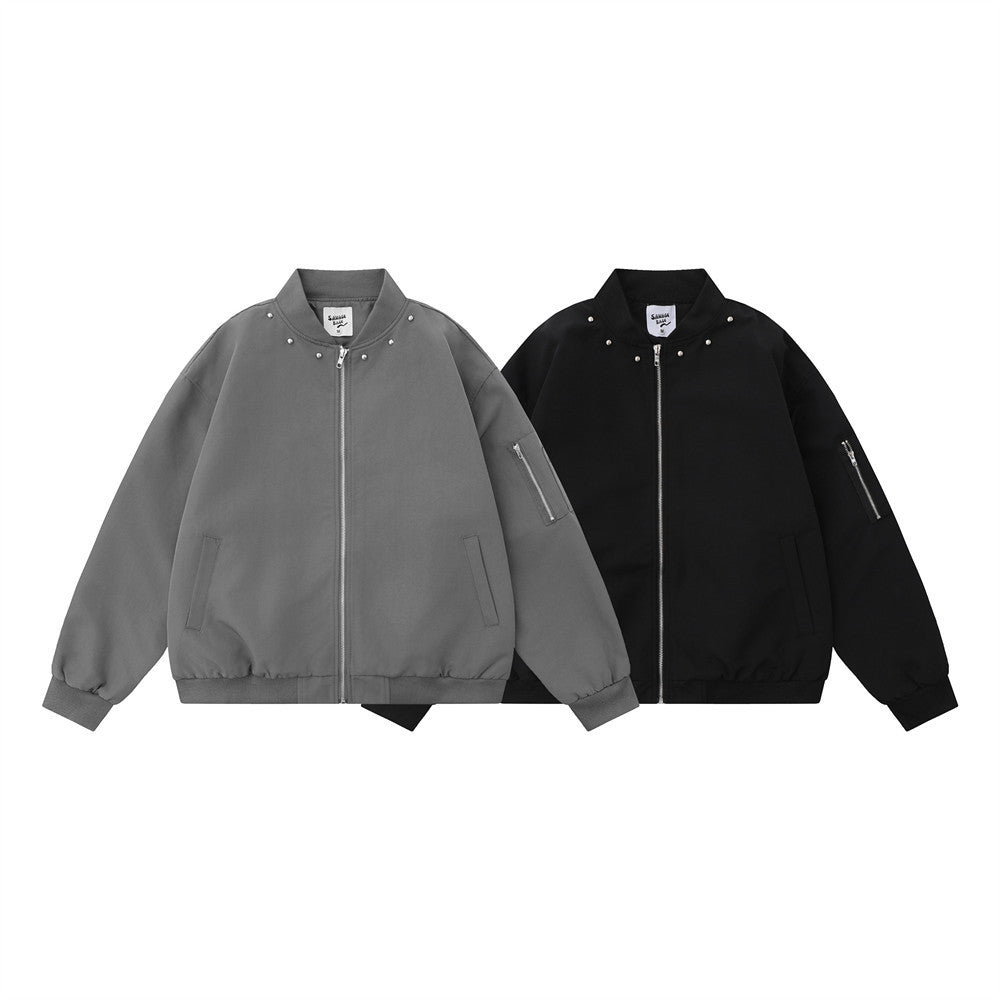 ZEVINN — Relaxed-Fit Varsity Jacket with Rivet Details