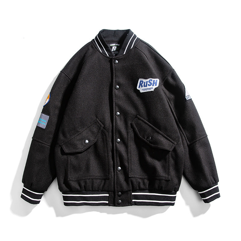 IONORA — Casual Street Varsity Jacket with Badge Detail