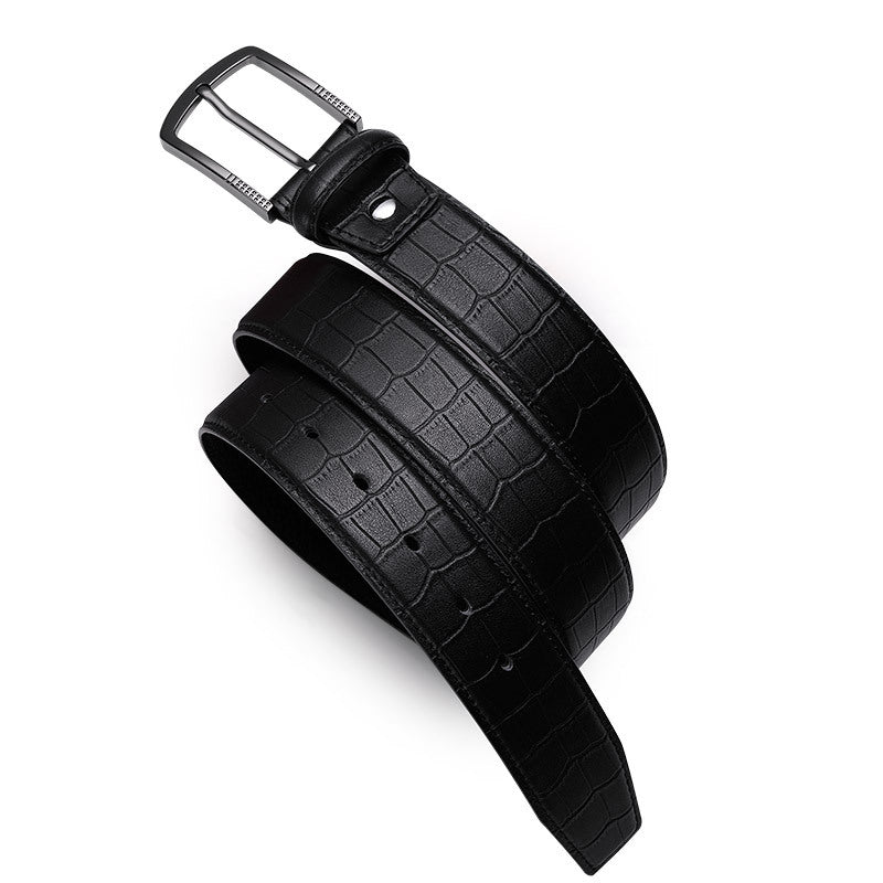 LYREL — Men's Croc-Embossed Leather Belt with Pin Buckle