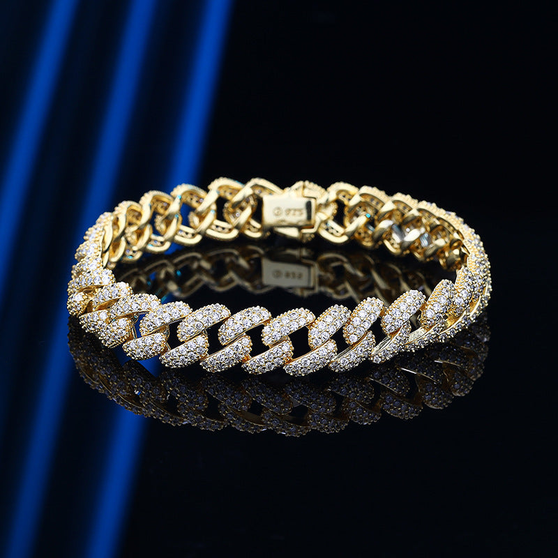 LOROS — Two-Tone Cuban Link Bracelet in Gold Tone with Sharp Detail