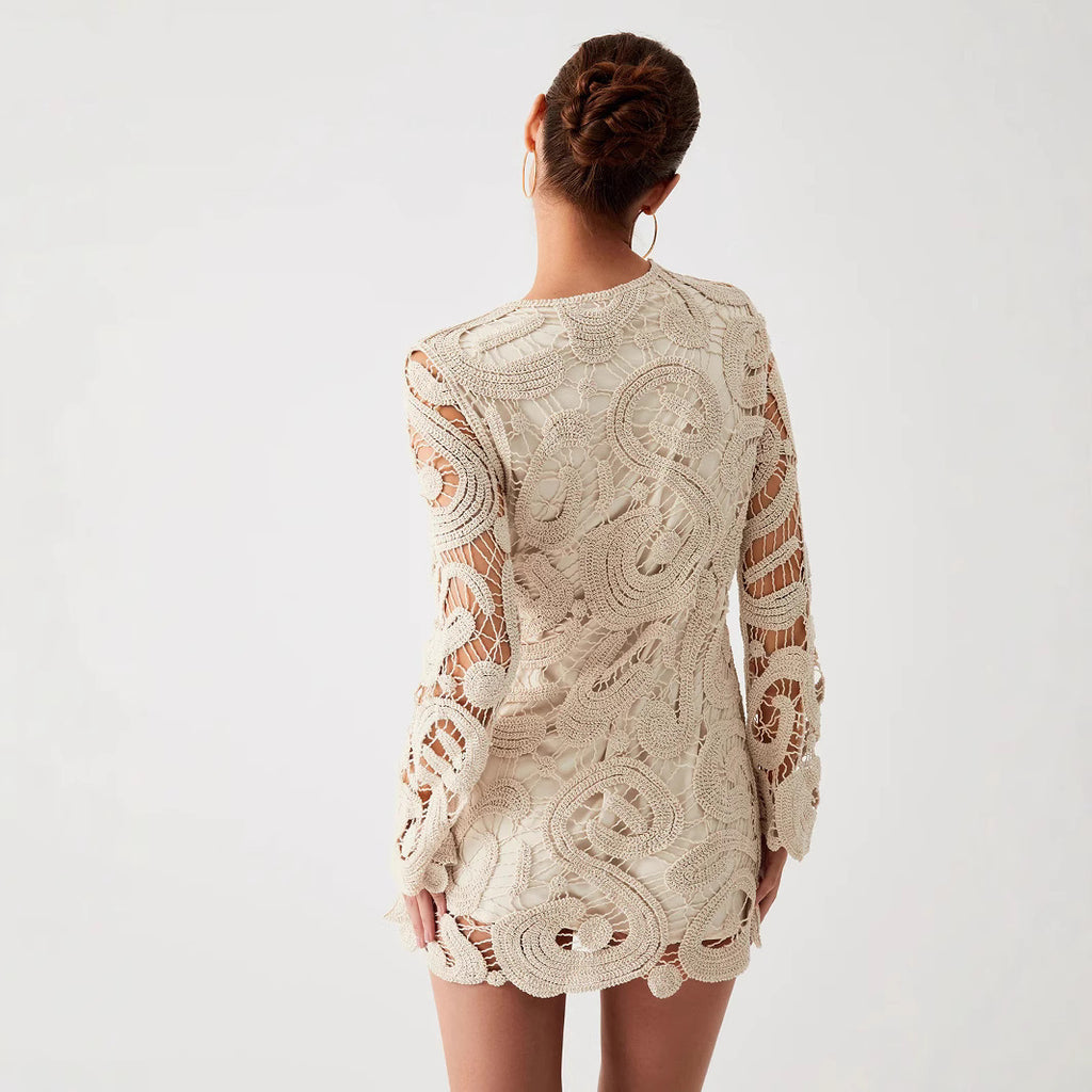 FENIRA — Long Sleeve Knit Sweater Dress with Cutout Detail