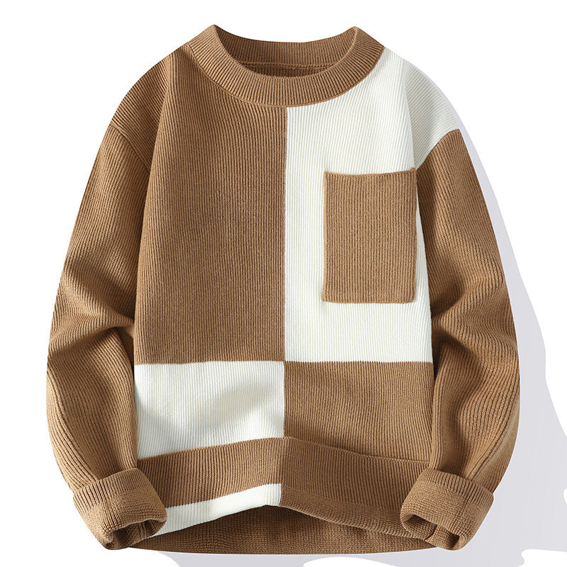 COVIS — Geometric Color-Block Knit Sweater Pullover
