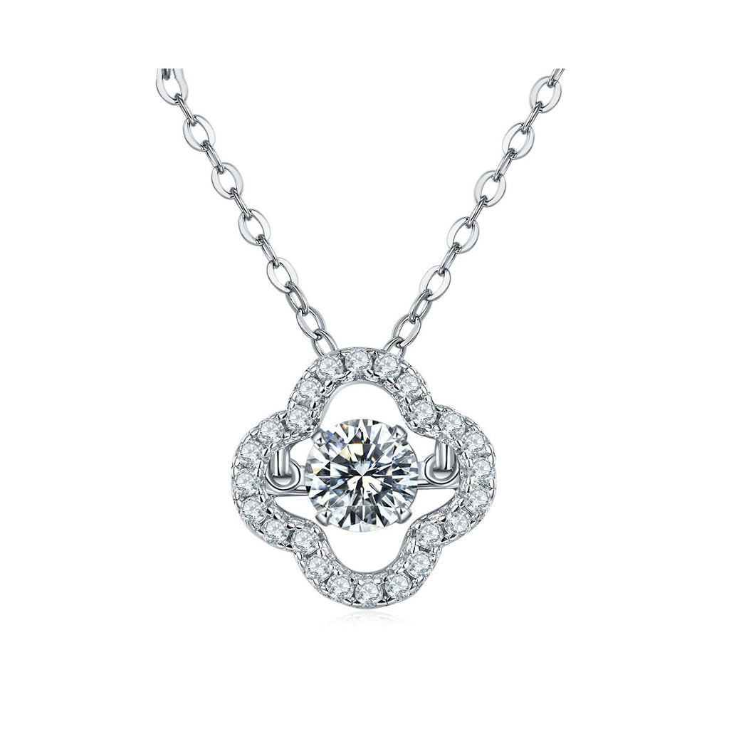 ZANRIS — Clover Moissanite Necklace in 925 Silver with Sharp Detail