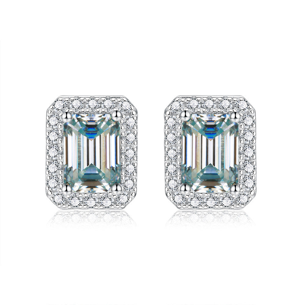 MAVELL — Emerald Cut Moissanite Stud Earrings for Women