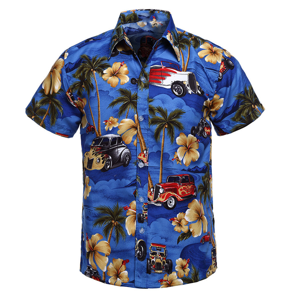 CAELOR — Tropical Stripe Beach Shirt for Men in Relaxed Fit