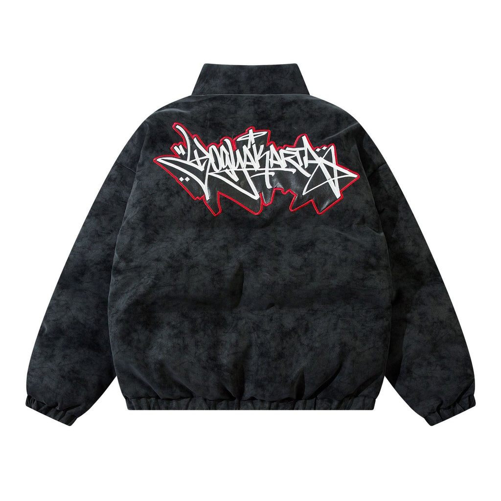 KORRA — Embroidered Varsity Jacket with Ribbed Trim