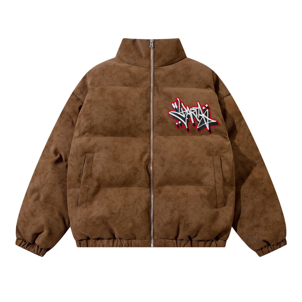 KORRA — Embroidered Varsity Jacket with Ribbed Trim