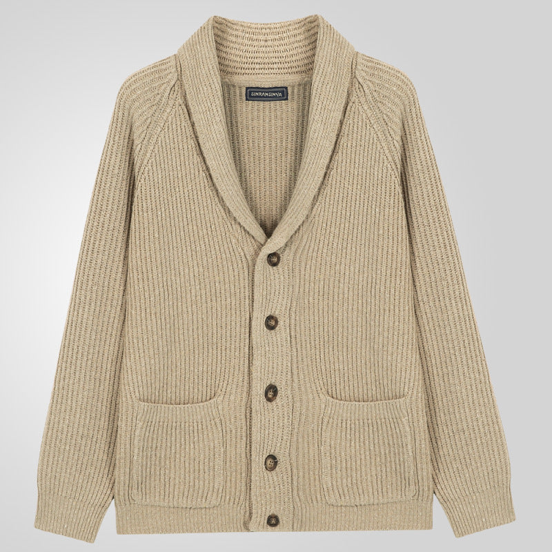 ZEVON — Men's Knit Cardigan with Lapel and Pockets