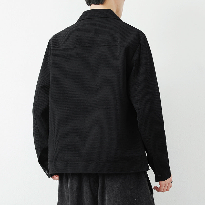 CENRA — Men's Waffle Knit Button Jacket in Relaxed Fit