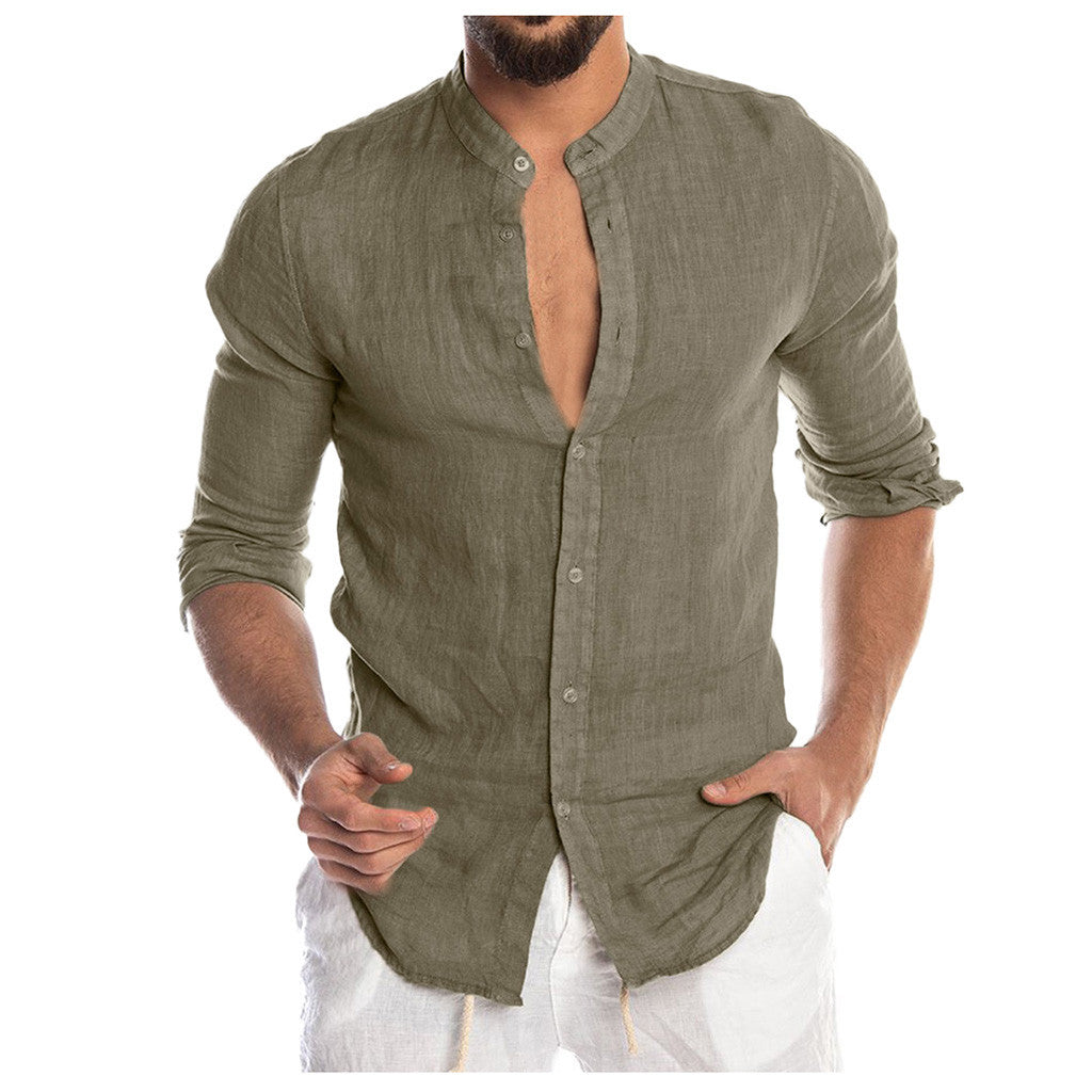 REVONN — Zip-Up Knit Cardigan with High Stand Collar