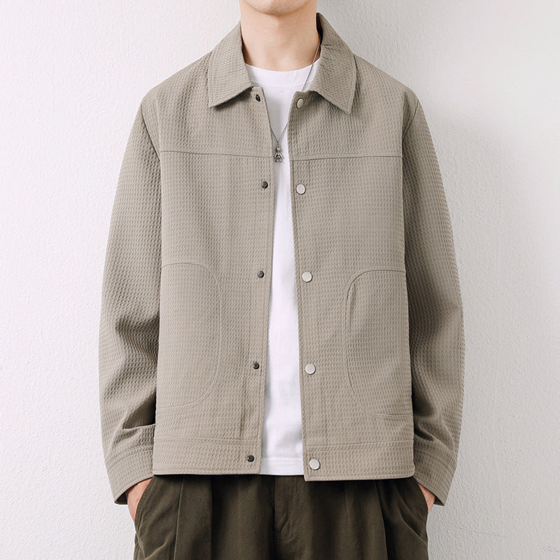 CENRA — Men's Waffle Knit Button Jacket in Relaxed Fit