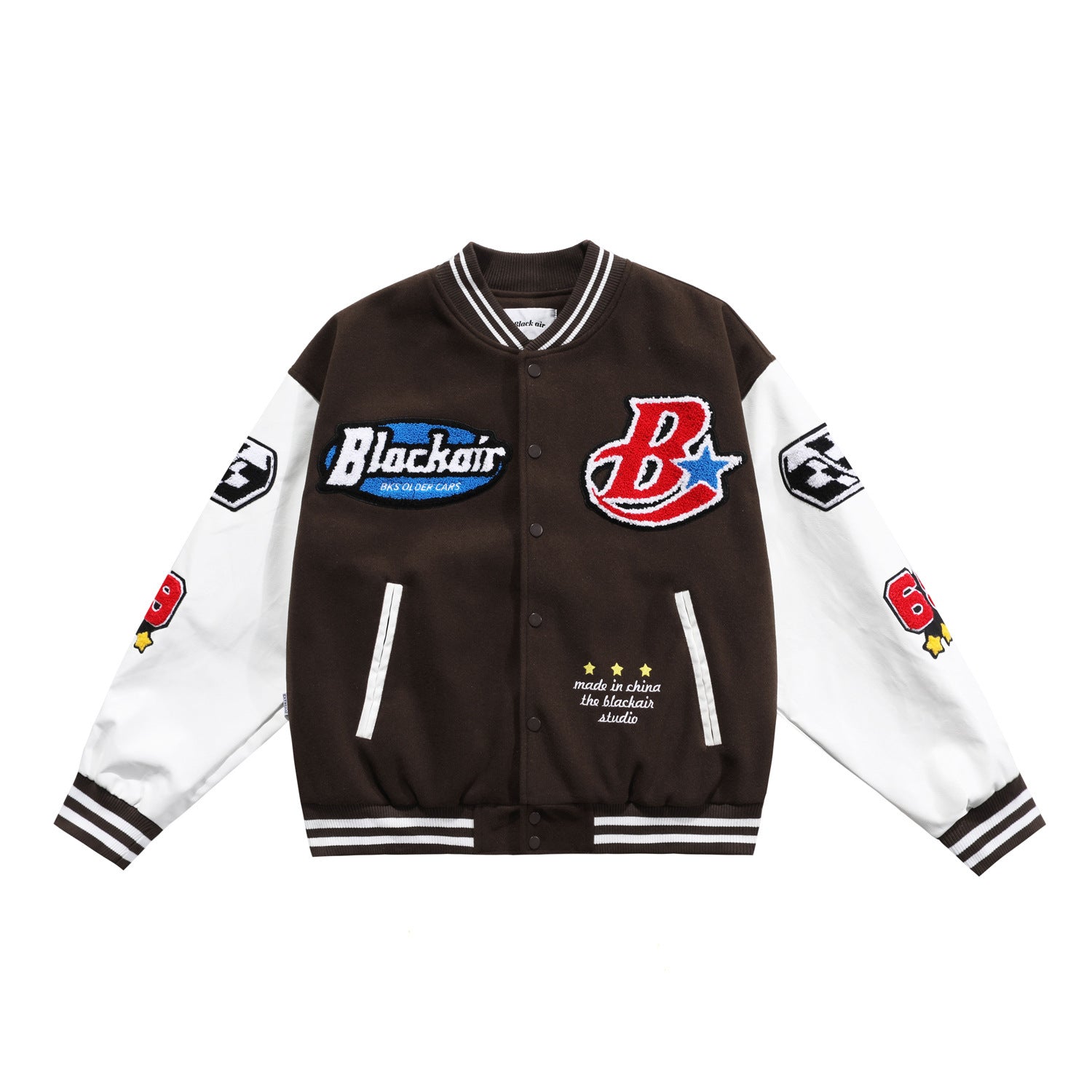 TORDEN — Embroidered Varsity Jacket with Ribbed Trim
