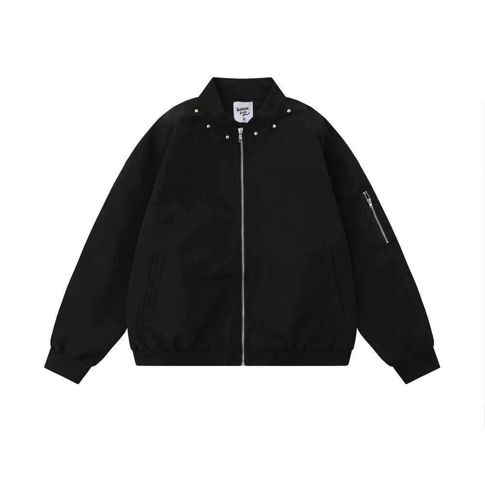 ZEVINN — Relaxed-Fit Varsity Jacket with Rivet Details