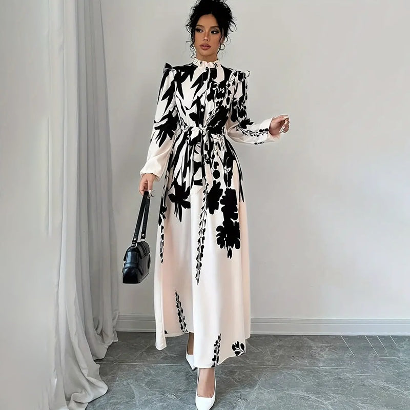 VANAN — Floral Maxi Dress with Soft Statement Drape
