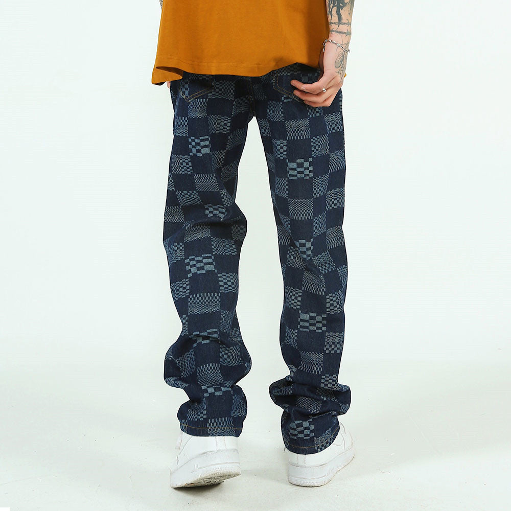 SORONN — Men's Printed Wide-Leg Denim with Sharp Detail