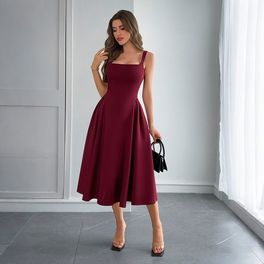 LORDEN — Chic Square-Neck Elegant Midi Dress for Women
