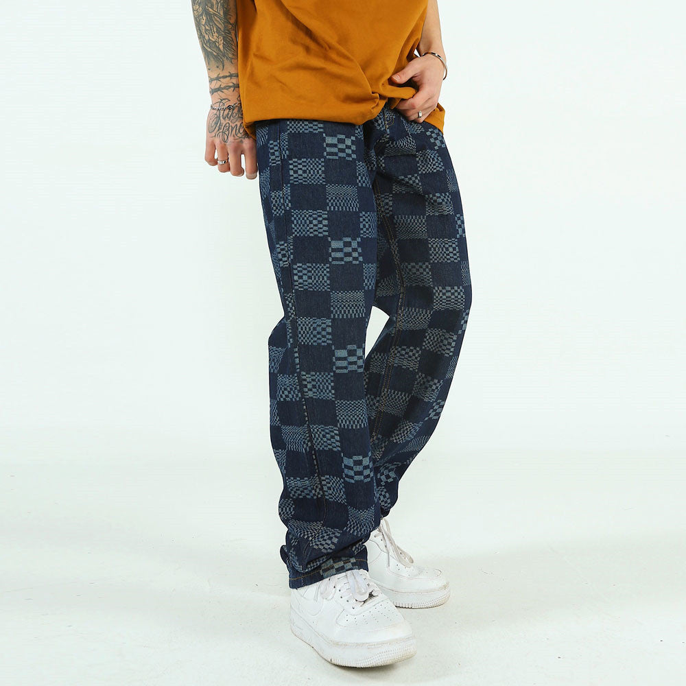 SORONN — Men's Printed Wide-Leg Denim with Sharp Detail