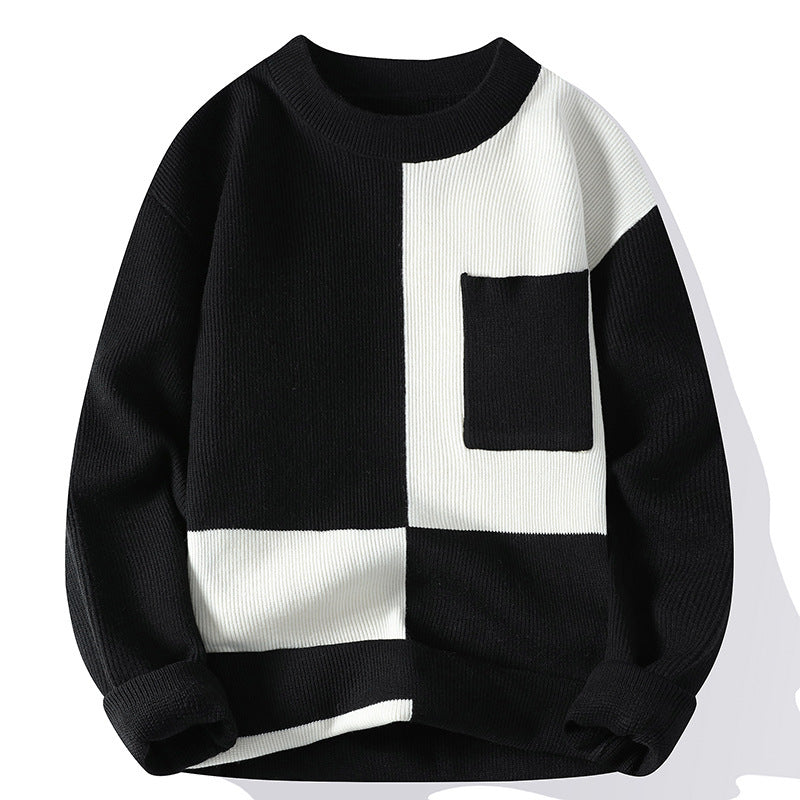 COVIS — Geometric Color-Block Knit Sweater Pullover