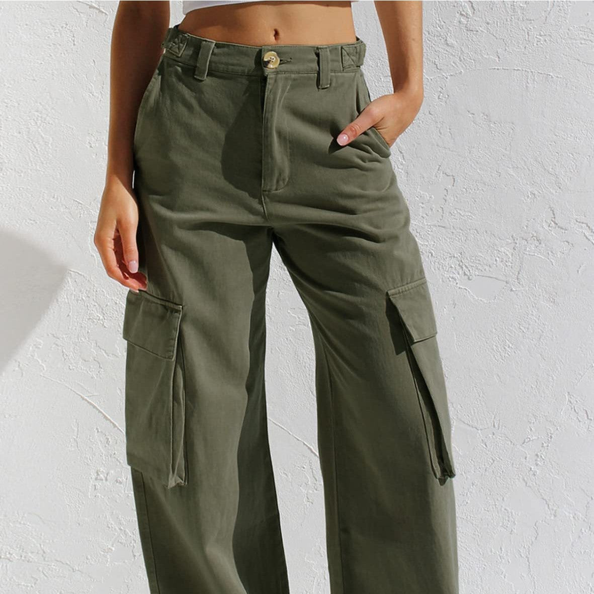 CAELRA — Women's Wide-Leg Cargo Denim Jeans Trousers