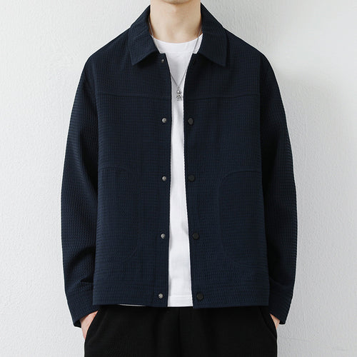 CENRA — Men's Waffle Knit Button Jacket in Relaxed Fit