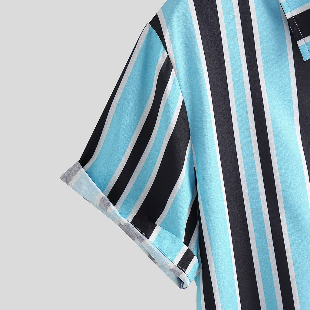 VYRIS — Men's Striped Button-Up Shirt with Clean Finish