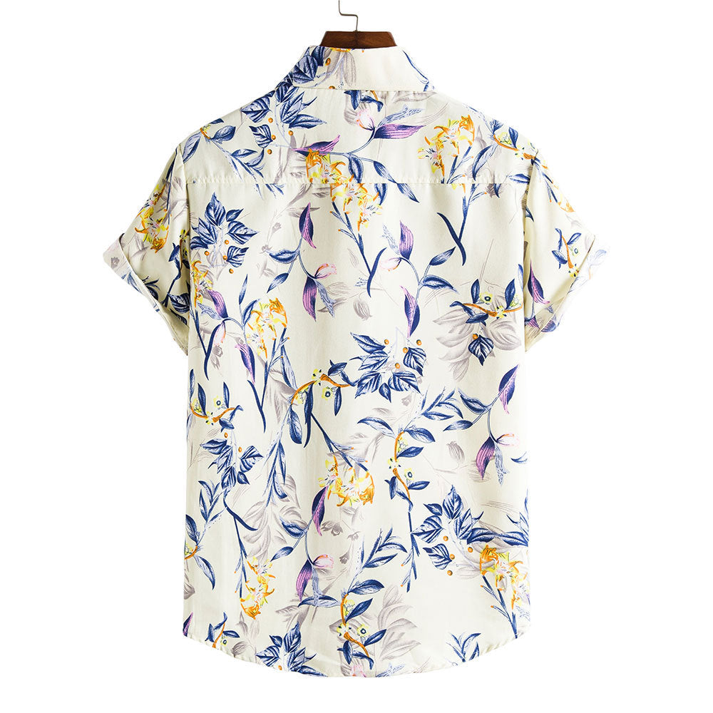 CALION — Men's Floral Vacation Shirt with Short Sleeves