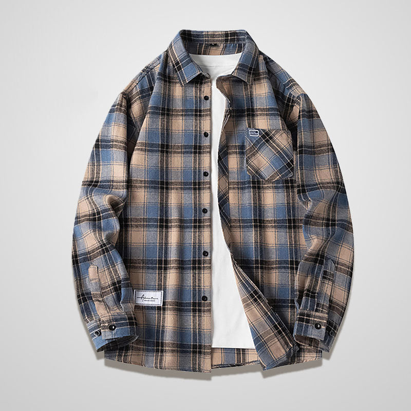 LYRAR — Plaid Long Sleeve Button-Up Shirt for Men with Sharp Detail