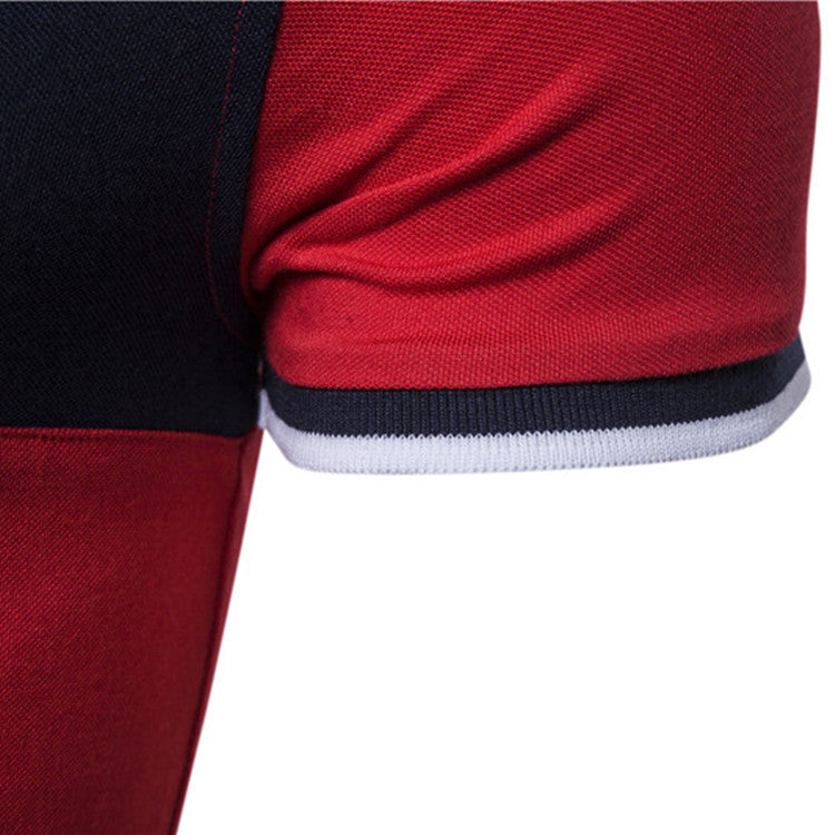 DRAIA — Men's Color Block Short Sleeve Polo Shirt with Sharp Detail