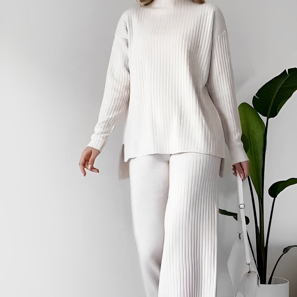 CORARA — Women's Knit Turtleneck Top and Pants Set