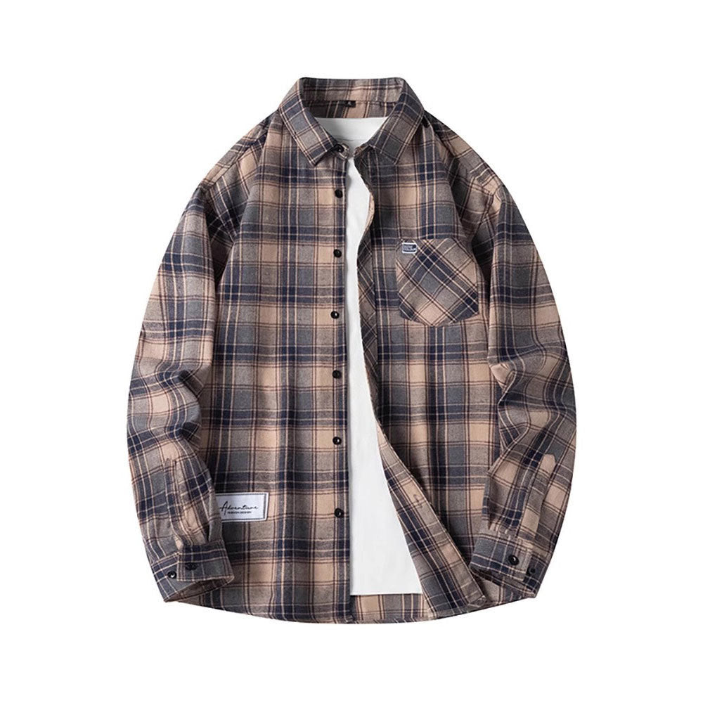 LYRAR — Plaid Long Sleeve Button-Up Shirt for Men with Sharp Detail