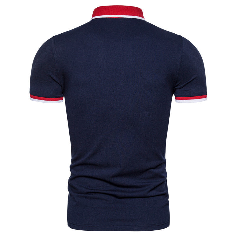 DRAIA — Men's Color Block Short Sleeve Polo Shirt with Sharp Detail