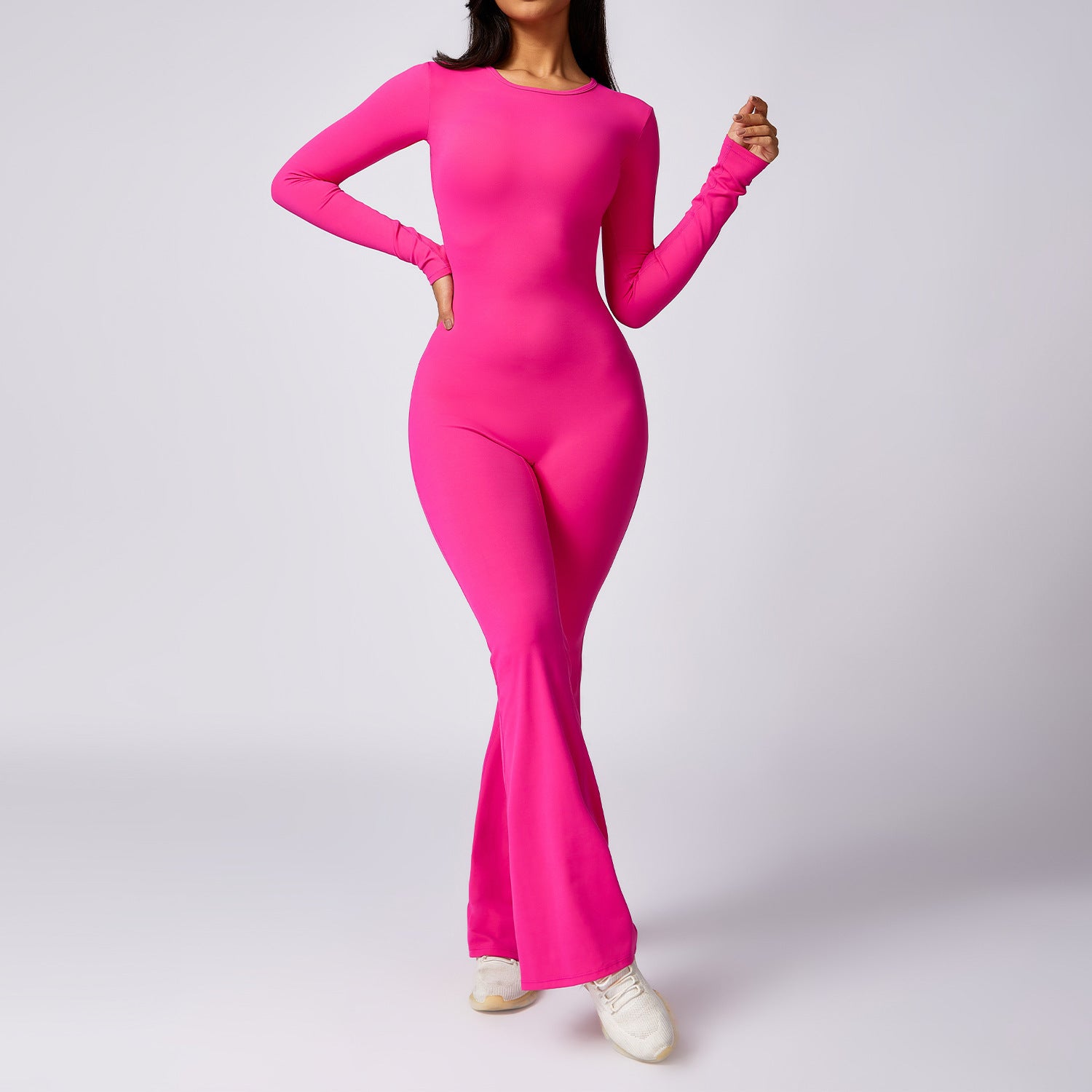 KAIA — Quick-Dry Long Sleeve Sculpting Jumpsuit with Sharp Detail