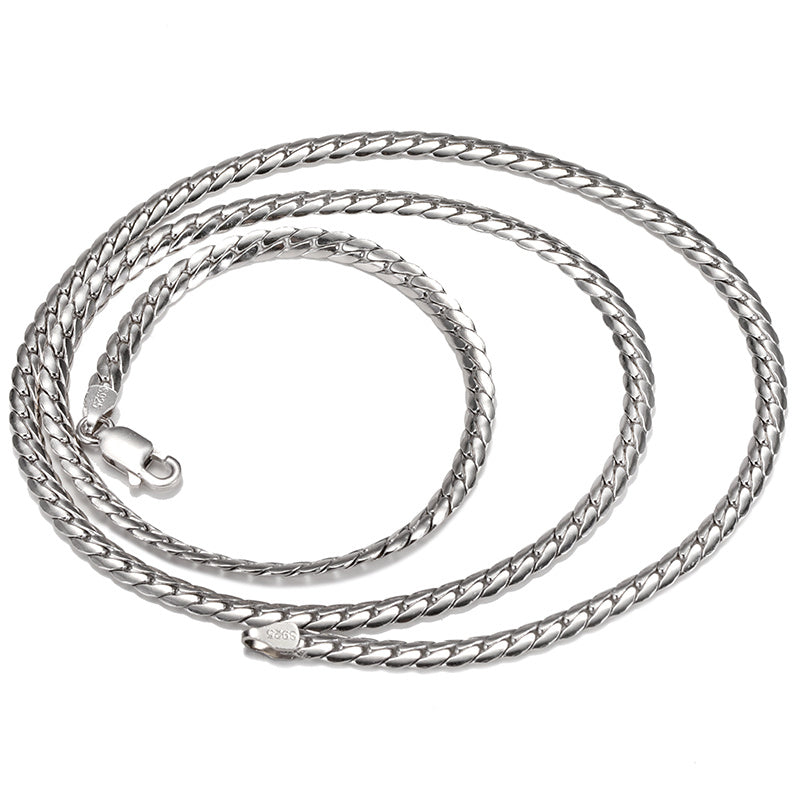 SOLON — White Gold Cuban Necklace in Solid 925 Silver
