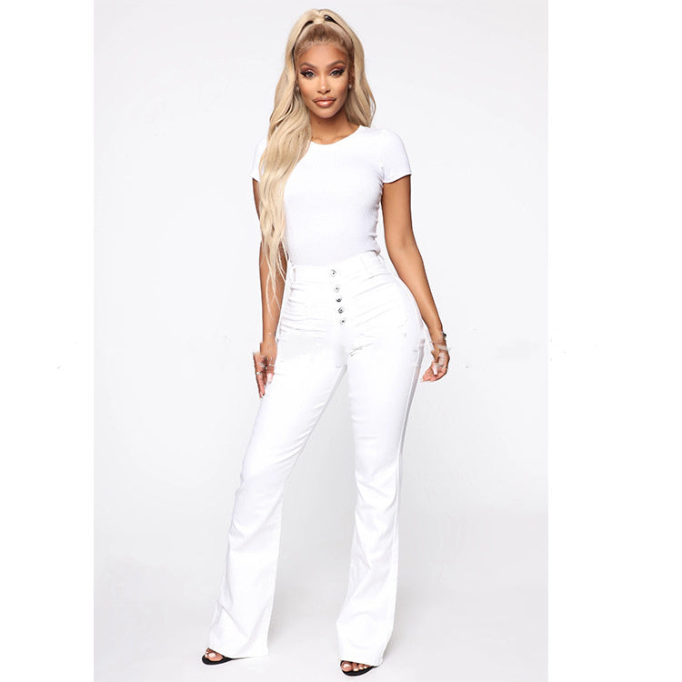 RAEA — High-Rise Patch Pocket Wide-Leg Denim Jeans