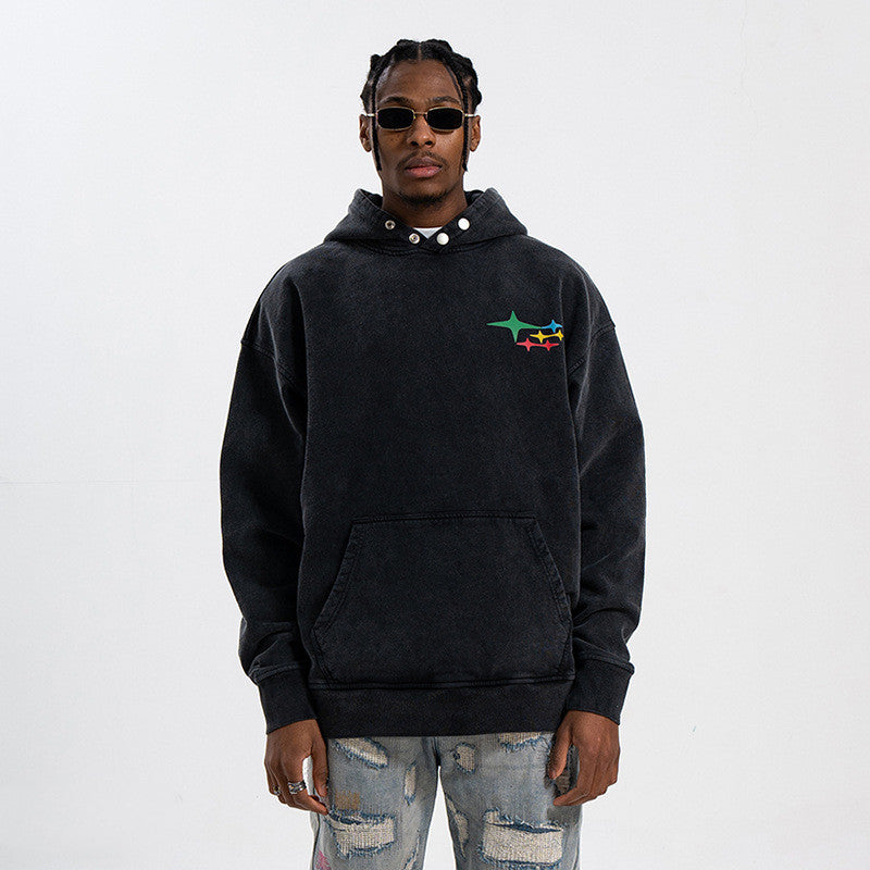 RENORA — Men's Vintage Washed Graphic Streetwear Hoodie