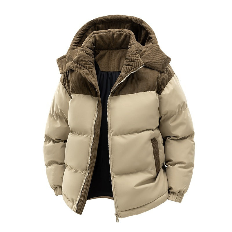VEXOR — Men's Color-Block Corduroy Puffer Jacket Coat