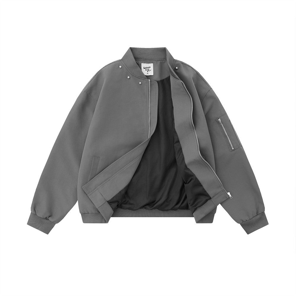 ZEVINN — Relaxed-Fit Varsity Jacket with Rivet Details