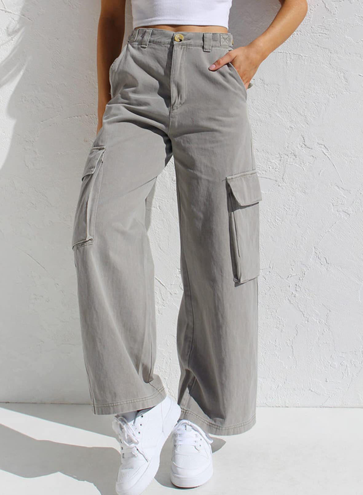 CAELRA — Women's Wide-Leg Cargo Denim Jeans Trousers
