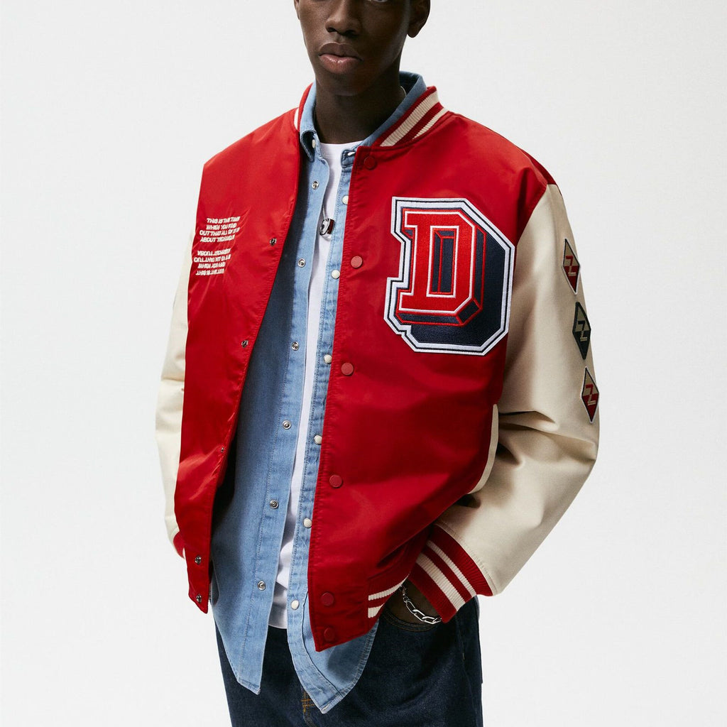 ZEVIRA — Men's Embroidered Aviator Jacket with Ribbed Collar