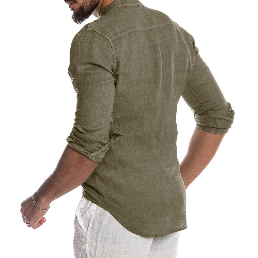REVONN — Zip-Up Knit Cardigan with High Stand Collar
