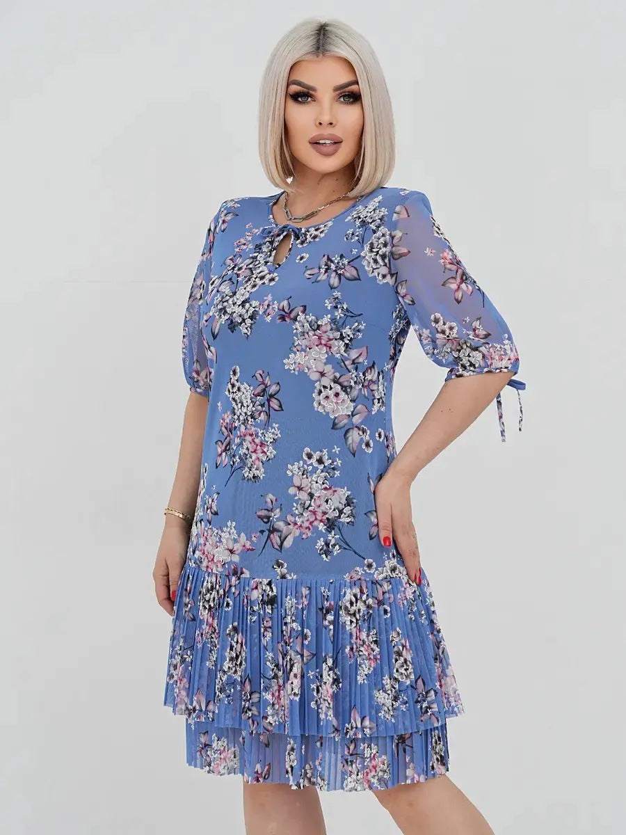 KAION — Pleated Maxi Dress with Feminine Movement Drape