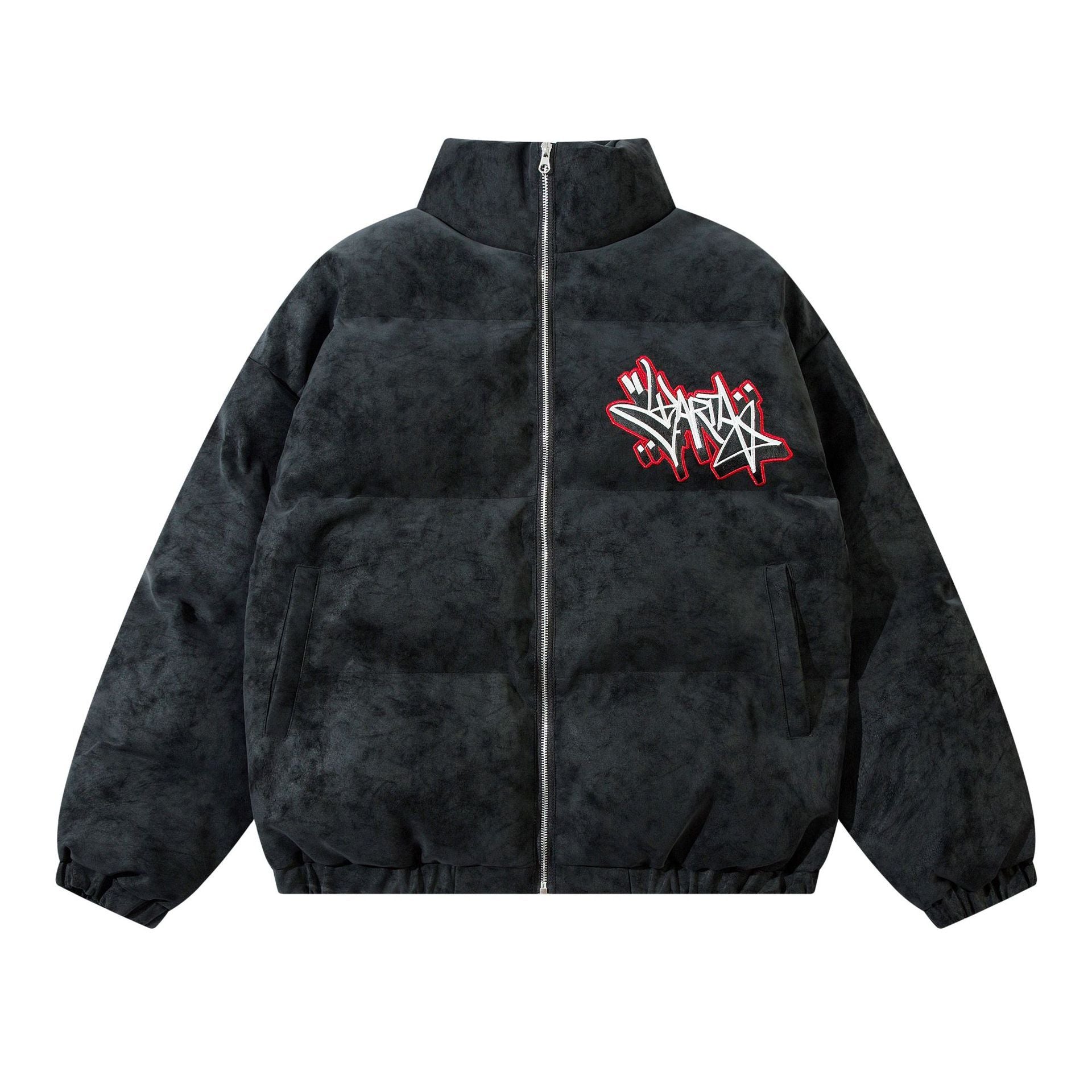 KORRA — Embroidered Varsity Jacket with Ribbed Trim