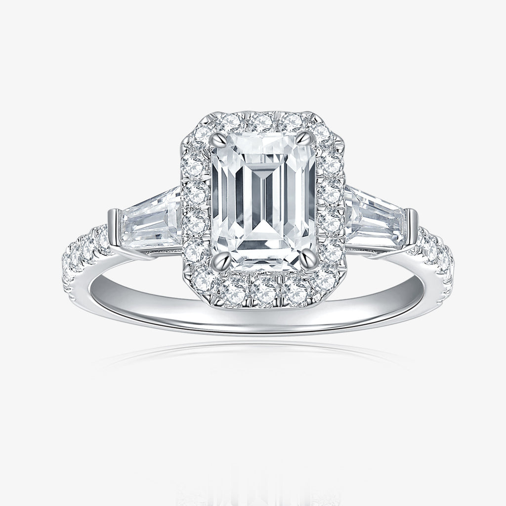 ZANORA — Emerald Cut Moissanite Ring in 925 Silver