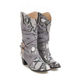 DREVON — Women's Snake Print Western Ankle Boots with Sharp Detail