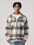 VYRE — Checked Wool Blend Shirt Jacket for Women with Sharp Detail