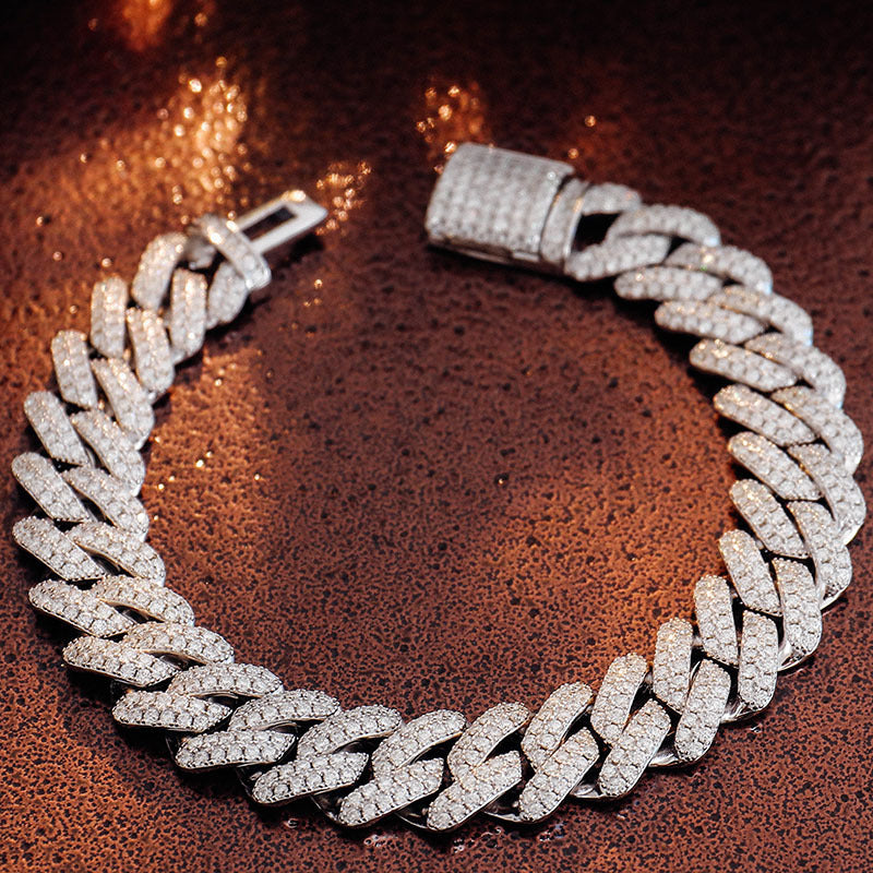 VIDIO — Silver Moissanite Cuban Bracelet for Men Daily