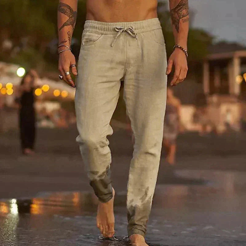 COVRA — Linen Beach Pants with Relaxed Summer Fit Look