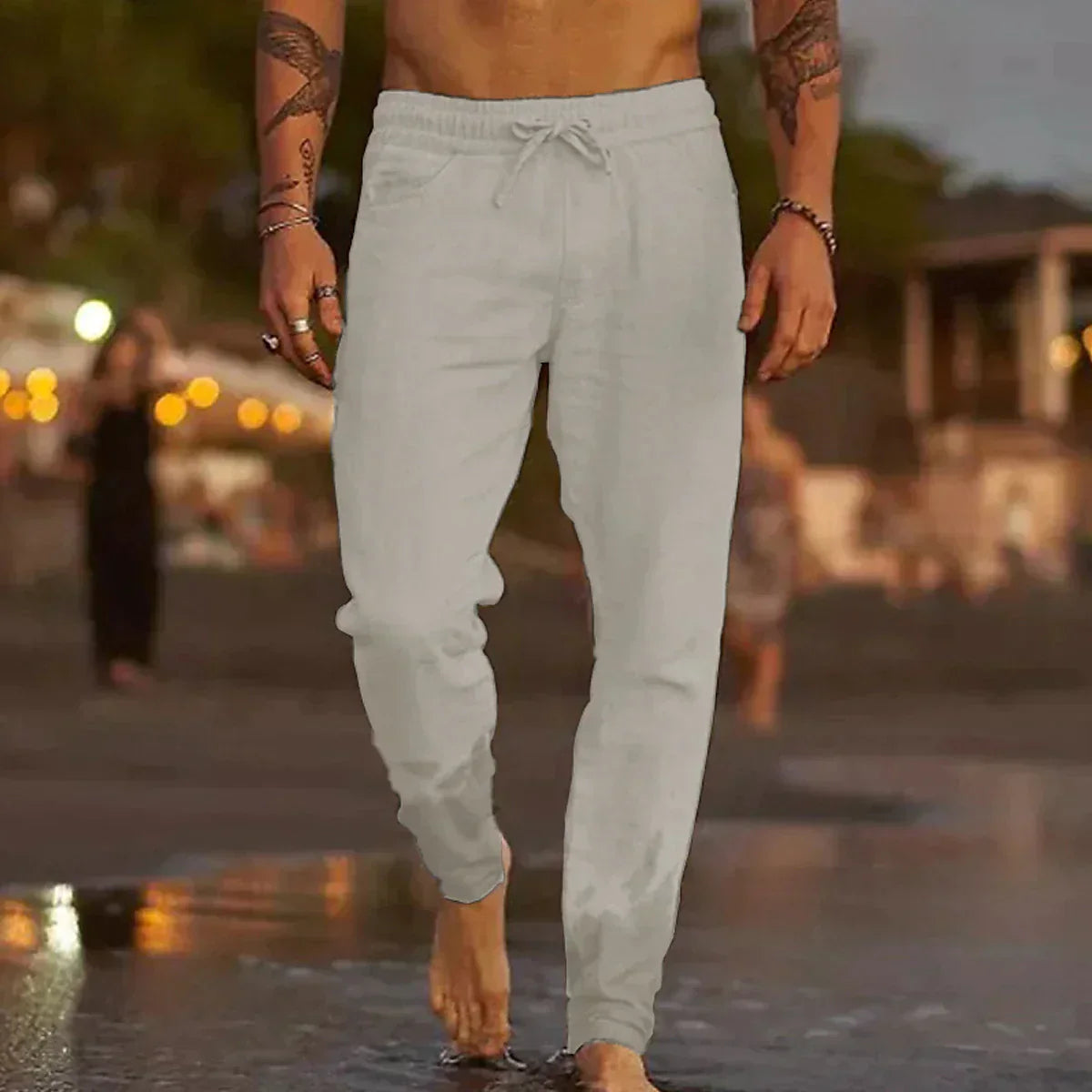 COVRA — Linen Beach Pants with Relaxed Summer Fit Look