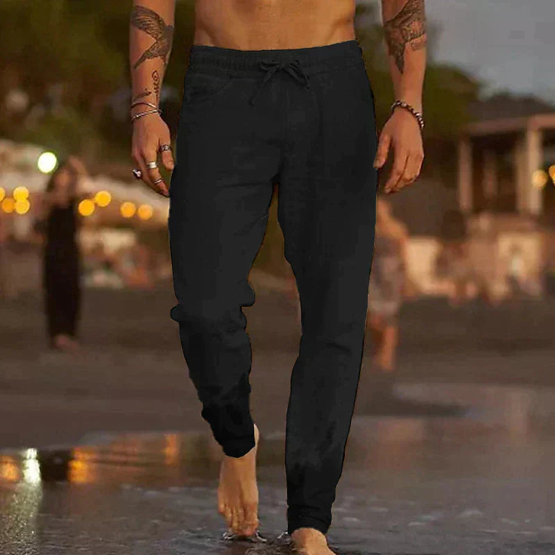 COVRA — Linen Beach Pants with Relaxed Summer Fit Look