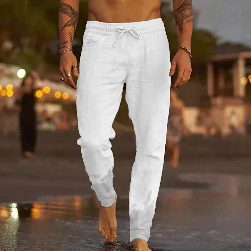 COVRA — Linen Beach Pants with Relaxed Summer Fit Look